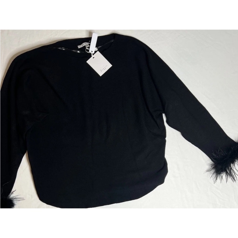 Black feather sleeve sweater